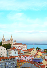 Fototapeta na wymiar Monastery of Sao Vicente de Fora and old town in Lisbon.