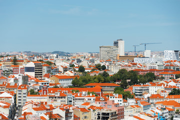 Aerial view of Lisbon city center.