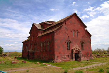 Obraz premium Exterior view to Aruchavank Cathedral aka Surb Grigor at Aruch, Aragatsotn Province, Armenia