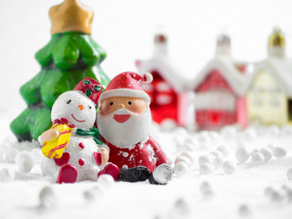 Cute Santa Claus with christmas props for celebrate christmas time