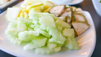sliced banana and  sliced cucumber
