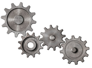 metal gears and cogs cluster isolated 3d illustration