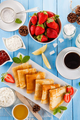 Sweet crepes with fruits