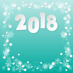 Happy New Year 2018 background. Paper white design with shadows. Copy space.