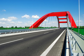 Modern red bridge