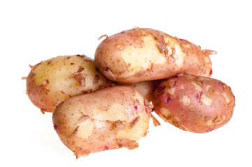 Raw potato isolated on white background.
