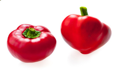 Red sweet bell pepper isolated on white background