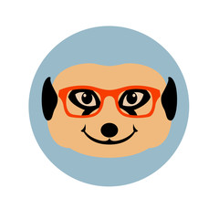 weasel in glasses vector illustration flat style front