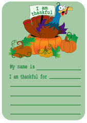 Thankful turkey for thanksgiving day
