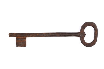 Old key isolated on white background
