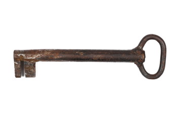 Old key isolated on white background