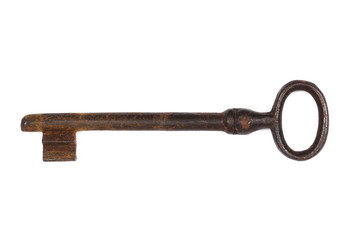 Old key isolated on white background