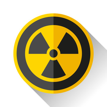 Radiation sign icon in flat style on white background, toxic emblem, vector design illustration for you project
