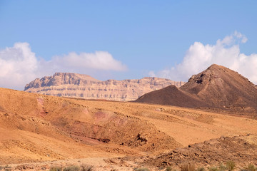 Volcanic landscape with Ardon mount in Crater Ramon National park.