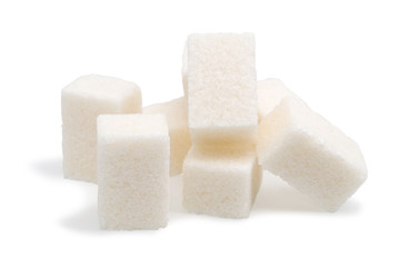 Group of sugar  cubes isolated on white background