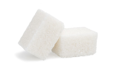 Two sugar cubes isolated on the white background