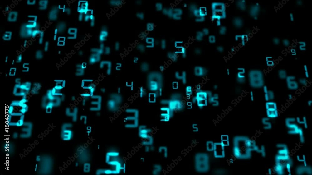 Poster zoom to an array of numbers. business background. cinematographic background. seamless loop.