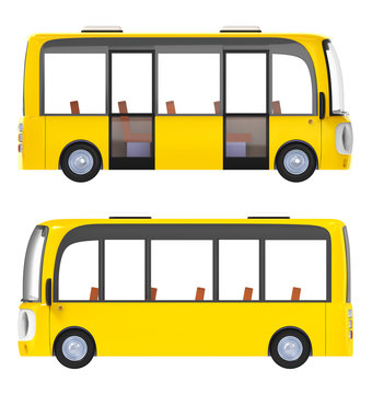 modern cartoon bus yellow side