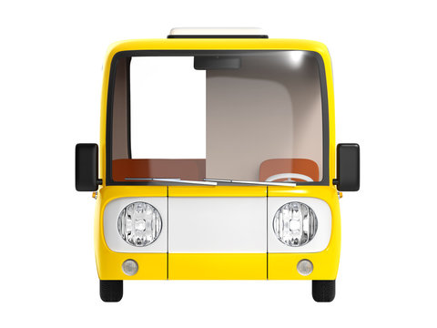 modern cartoon bus yellow front