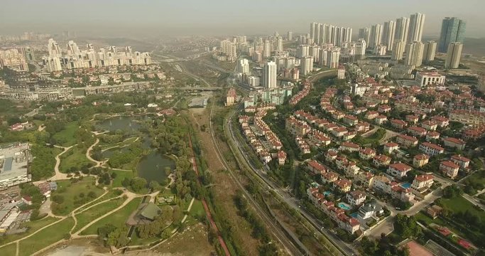 Aerial view of bahcesehir pond - istanbul Başakşehir Bah&ccedil;eşehir G&ouml;let b&ouml;lgesinin havadan &ccedil;ekilmiş drone g&ouml;r&uuml;nt&uuml;s&uuml;