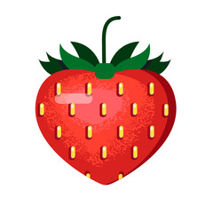 Ripe red strawberry in a flat style 
