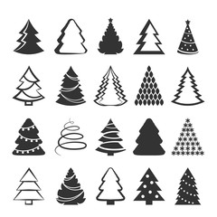 Christmas tree set. Vector element for greeting cards, invitations, banners, web design.
