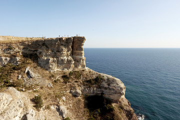 Aerial drone view of a high cliff, Fiolent, Crimea