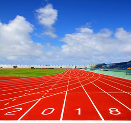 Sport running track with blue sky business concept 2018