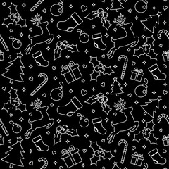 Seamless Pattern with Christmas Ornament, Vector illustration for Happy New Year and Merry Christmas Background Wallpaper