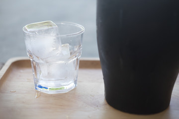 Glass with ice cubes