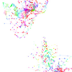 Abstract 3d illustration of Molecular structure on white background. Connected colorfully lines with dots. Concept of the science, connection, chemistry, biology, medicine, technology.