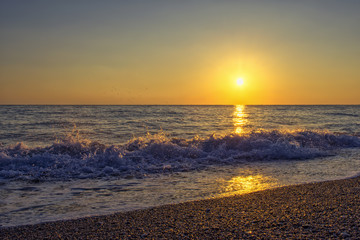 Obraz premium Golden sunrise at Mediterranean Sea - Kemer, Turkey