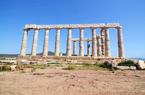 the temple of Poseidon at Cape Sounion Attica Greece