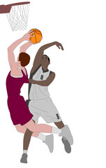 basketball players illustration - vector