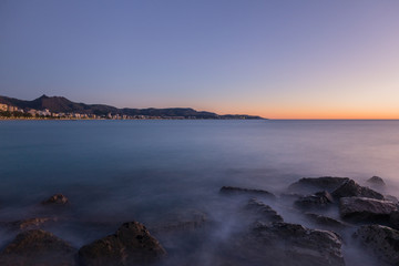 The coast of Benicasim at sunrise, Castellon