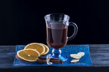 Christmas hot tea with orange, ginger and cinnamon.