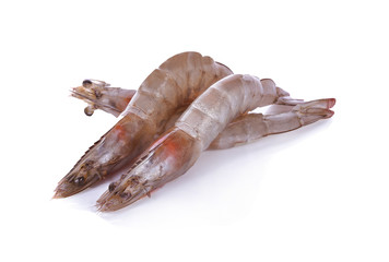 Raw shrimps isolate on white background.