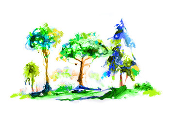 Abstract forest made of watercolour