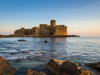 View of italian castle in Le Castella, Italy