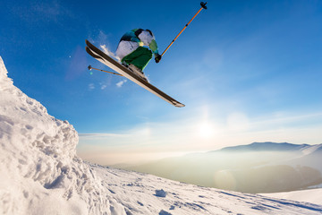 Naklejka na ściany i meble Winter day and good skiing.