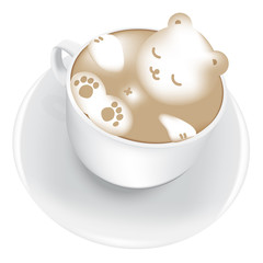 Coffee Latte Art Bear Cartoon Background Illustration