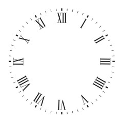 Vector clock face blank with roman numerals