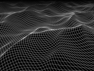 Abstract background of 3d water surface mesh. Grid background.