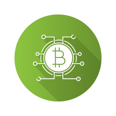 Bitcoin flat design long shadow glyph icon