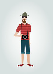 Hipster with camera and beard