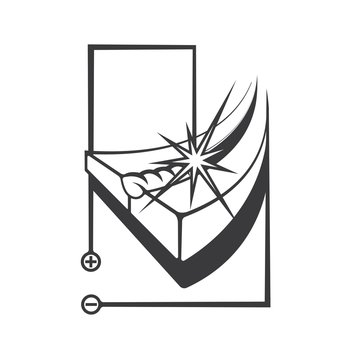 illustration consisting of an image of the welding process in the form of a symbol or logo