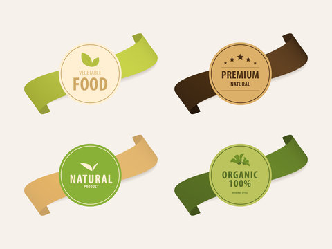 natural label green color. vintage banner badges design.