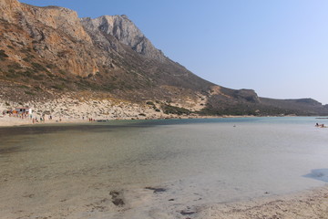 A beautiful view of blue Balos lagoon and beach in Crete Island, Greece.