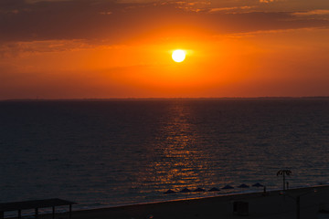 Orange sunset and the sea