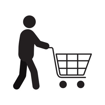 Man With Shopping Cart Silhouette Icon